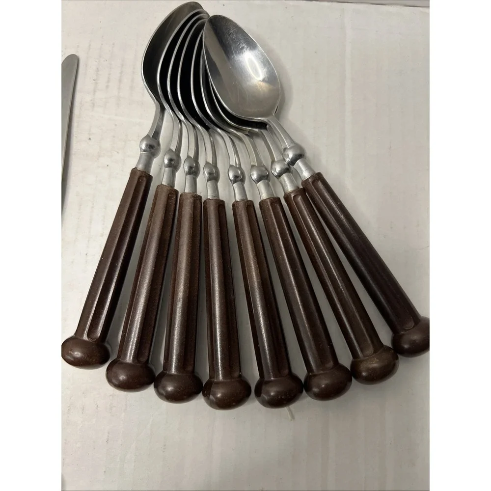 Oxford Hall Stainless Japan Brown Handles Flatware 20 Piece Replacement Set